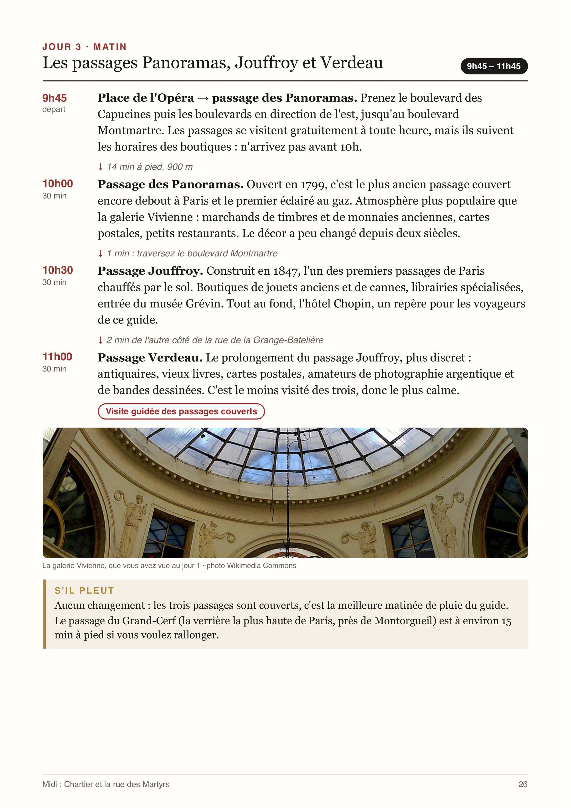 Page « Jour 3, les passages couverts » du guide