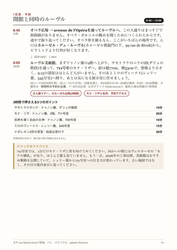 ガイドの「1日目・午前」のページ